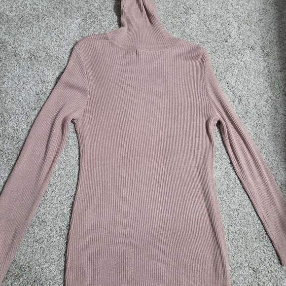 Belldini Pink Turtleneck Light Weight Sweater with Gold Sparkle - Picture 7 of 8